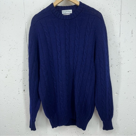 Wilmington Country Store Size Large Navy Blue 100% Scottish Wool Sweater - Picture 1 of 16